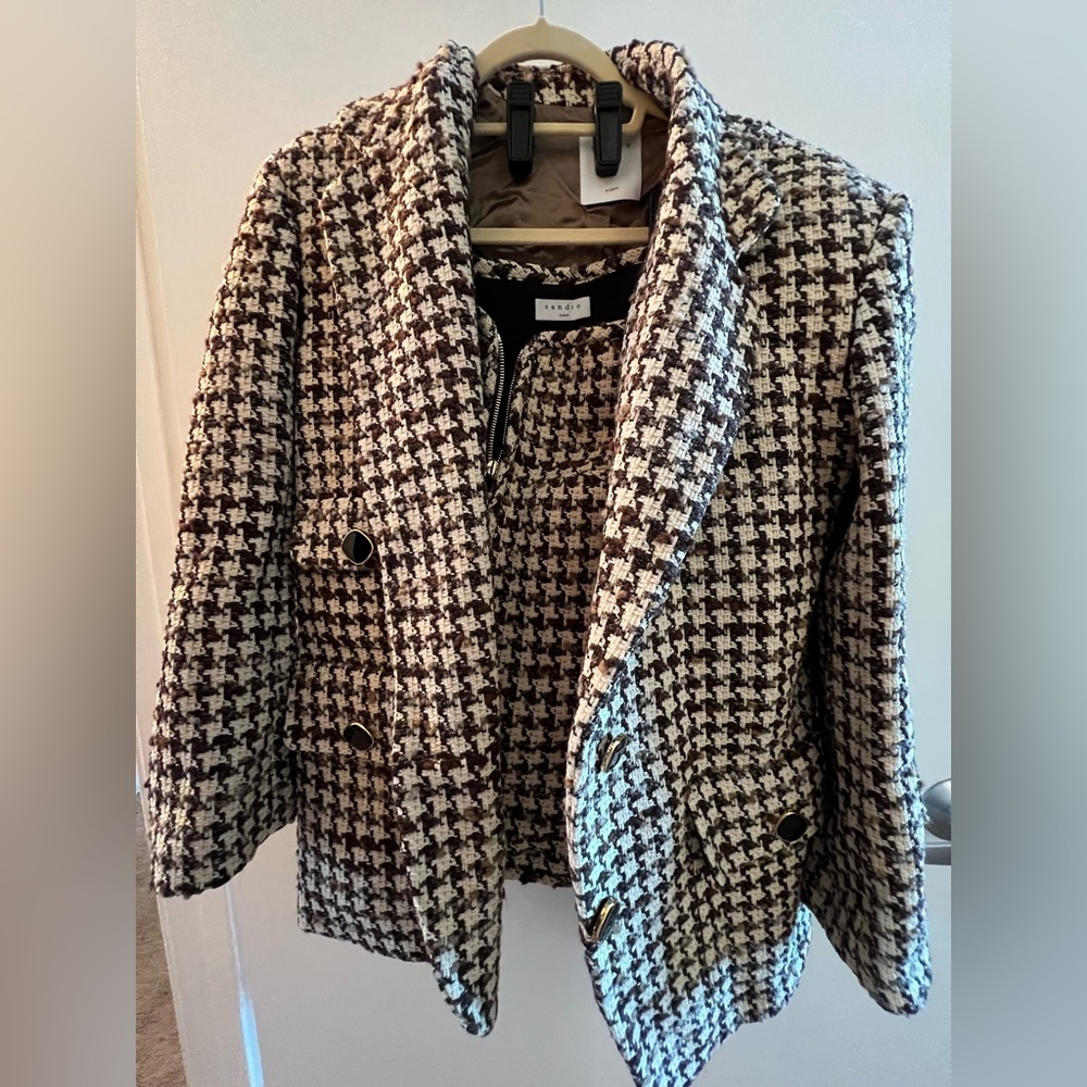 Sandro women’s suit blazer and suit skirt. Brown tweed size 40/ medium